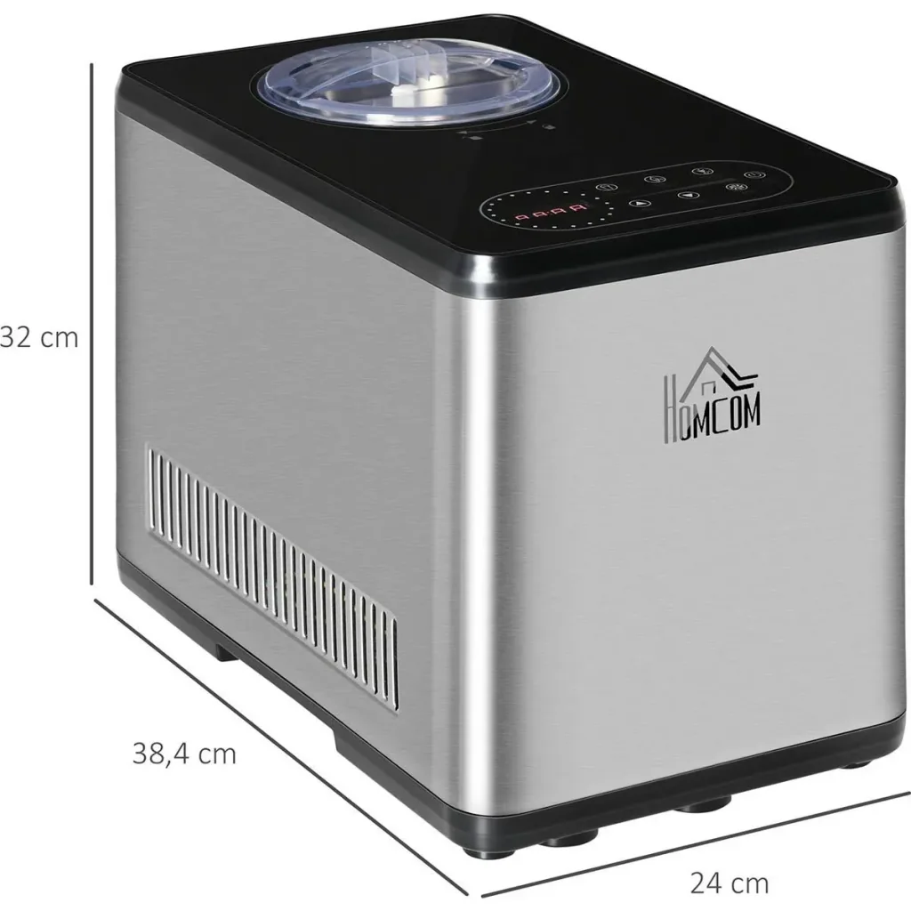 Ice cream maker with compressor - 1.5 L - LED display - 38.4 x 24 x 32 cm