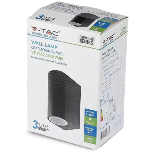 VT-7652RD Outdoor wall light Up/Down - GU10 - black - IP44