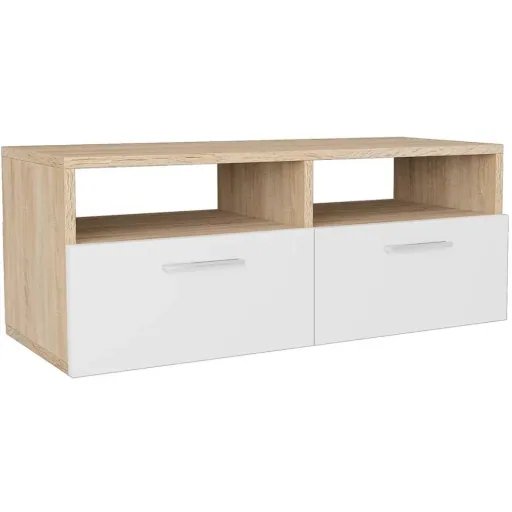 TV cabinet 95x35x36 cm chipboard oak-colored and white