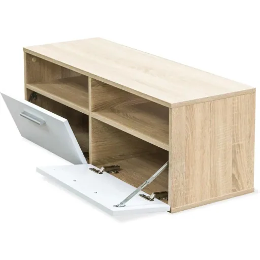 TV cabinet 95x35x36 cm chipboard oak-colored and white