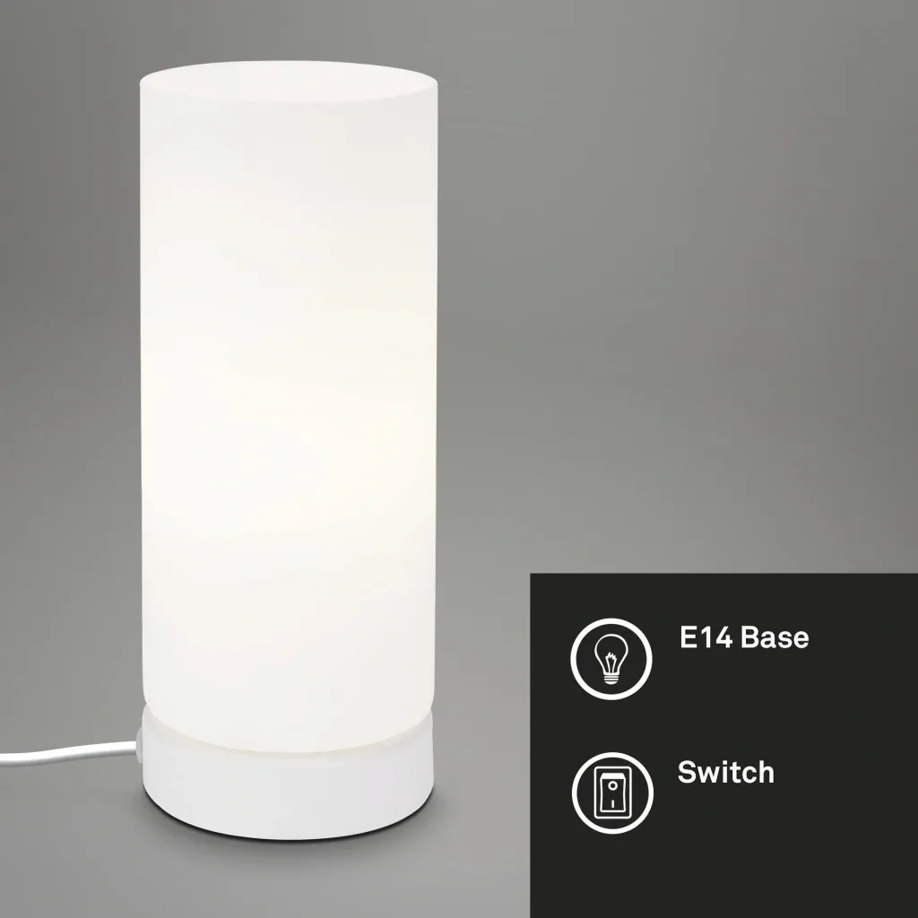 PAIPA table lamp, white, opal glass, cable switch, E14 socket