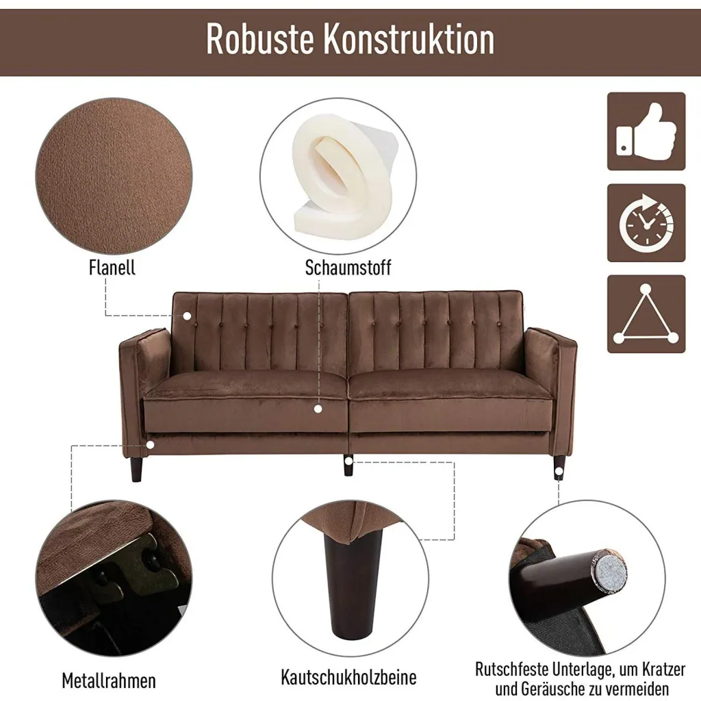 Upholstered sofa with sleeping function