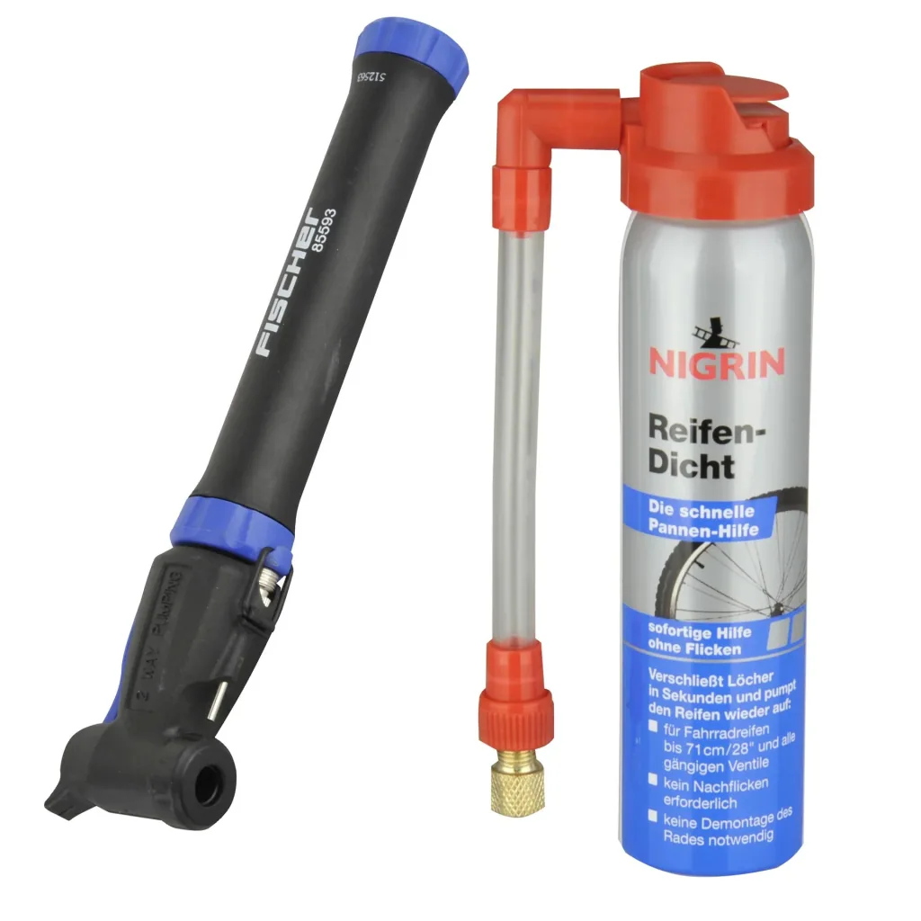 Mini bicycle air pump + tire sealant 75 ml