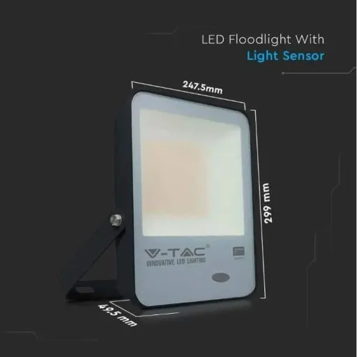 VT-117S LED headlight with day/night sensor - 100 W - 10000 Lm - 3000K - black