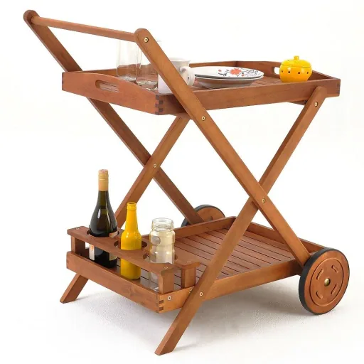 Cart with acacia wood wheels