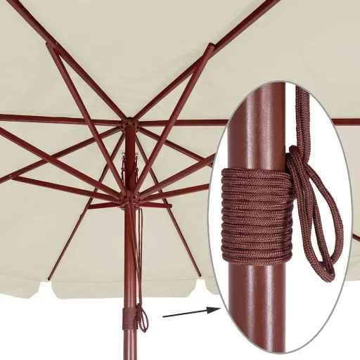 Parasol wood cream Ø 330cm with UV protection 40+