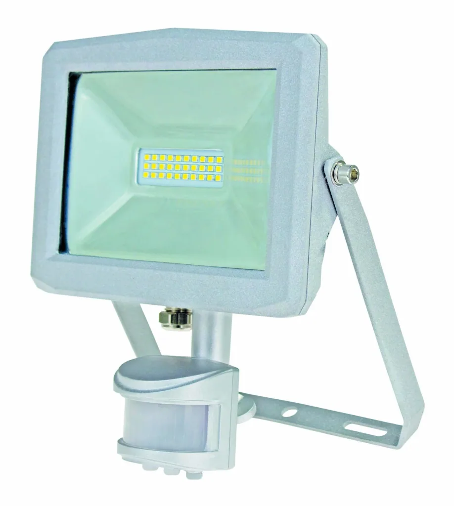 Slimline 20W LED spotlight, IP44, with motion detector and Samsung chip