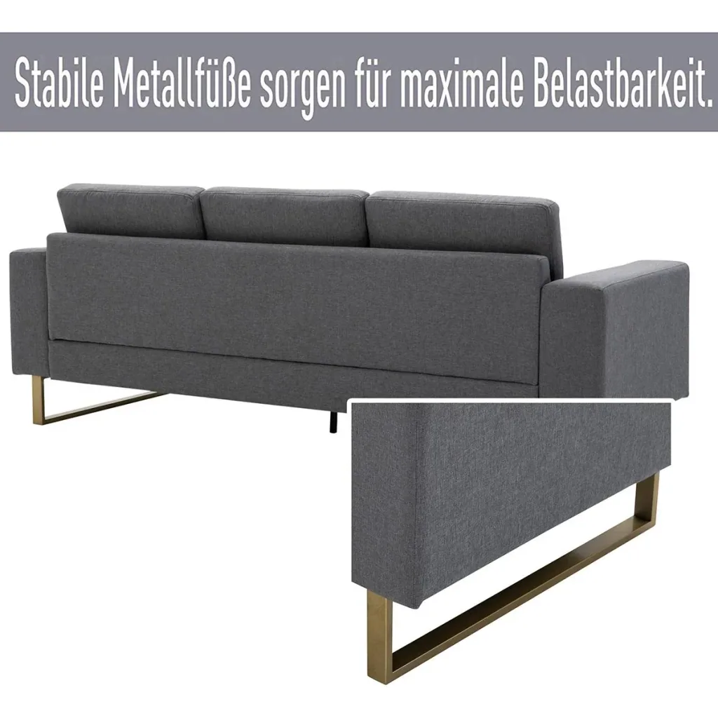 Upholstered sofa as 3-seater dark grey
