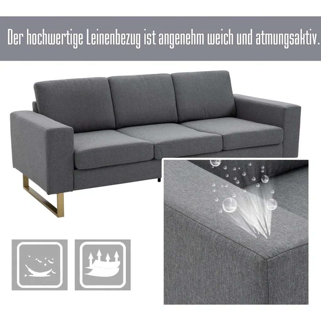 Upholstered sofa as 3-seater dark grey