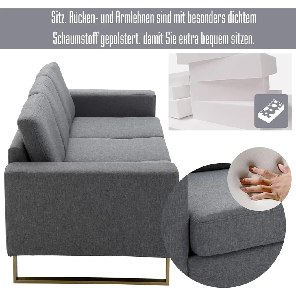 Upholstered sofa as 3-seater dark grey
