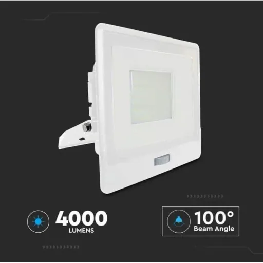 VT-158S LED Floodlight with Sensor - 50 W - 4000 Lm - 4000K - White