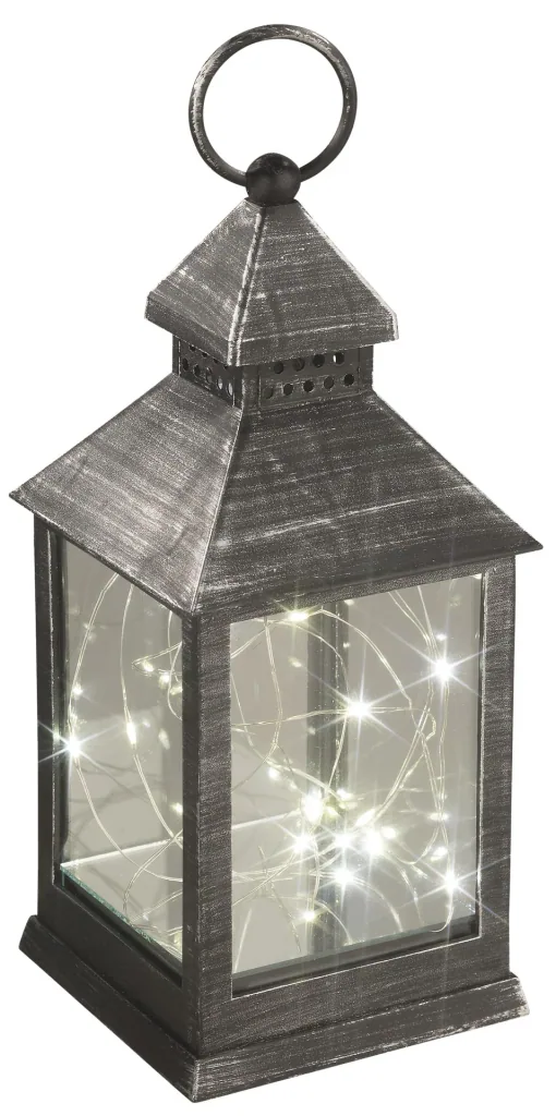 Lantern with mini fairy lights and timer