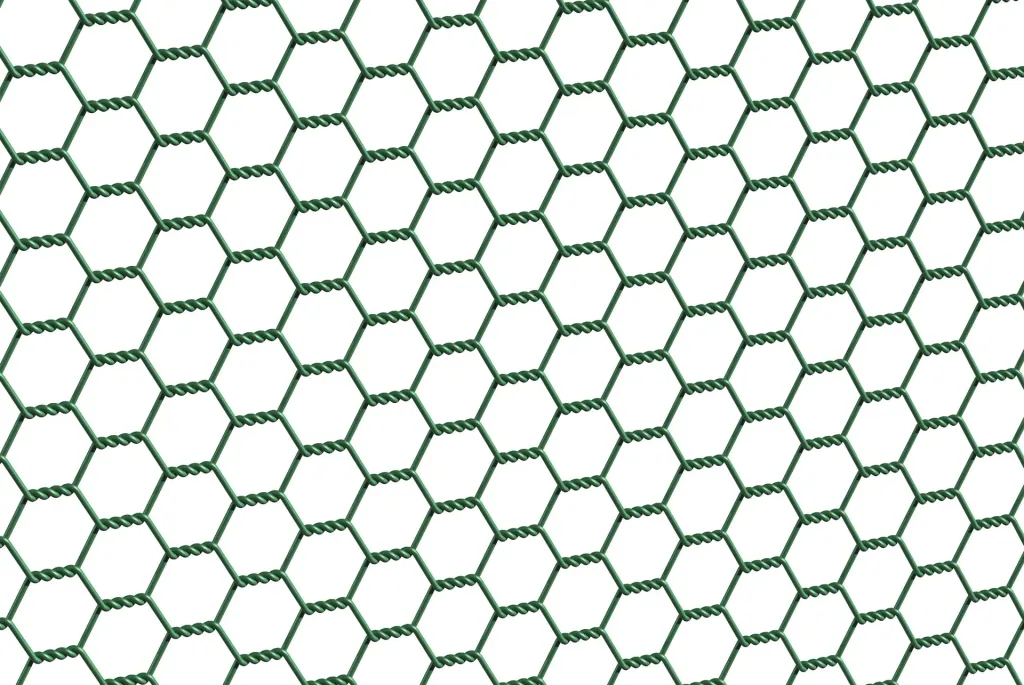 Hexagonal mesh green plastic-coated, 50cm x 10m, 13x13cm, 1mm