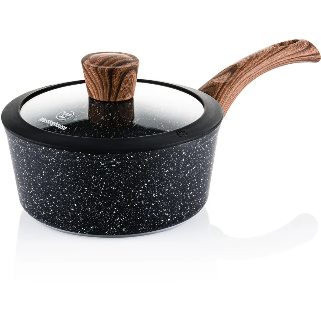 Black Marble Wooden Pots and Pans - Stew Pot 18 cm + Stew Pot 20 cm - Black