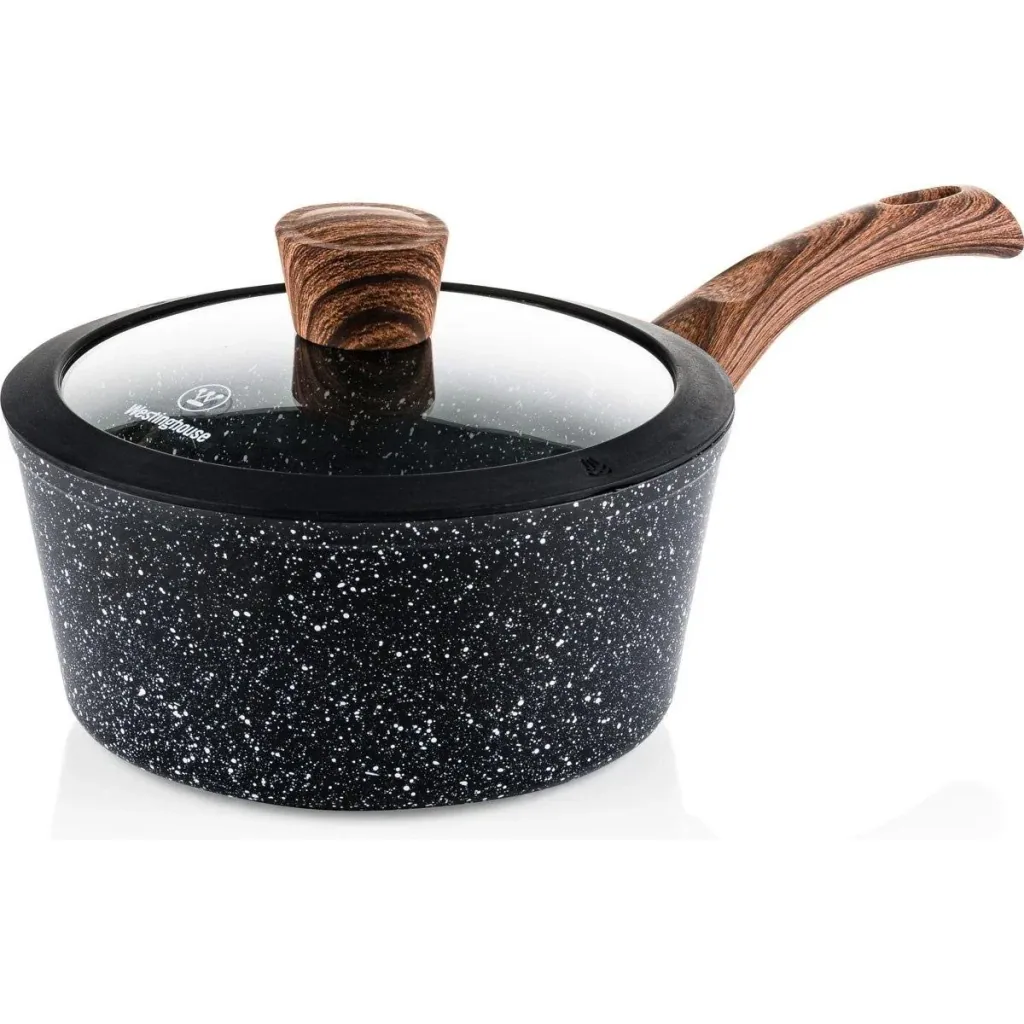 Black Marble Wooden Pots and Pans - Stew Pot 18 cm + Stew Pot 20 cm - Black
