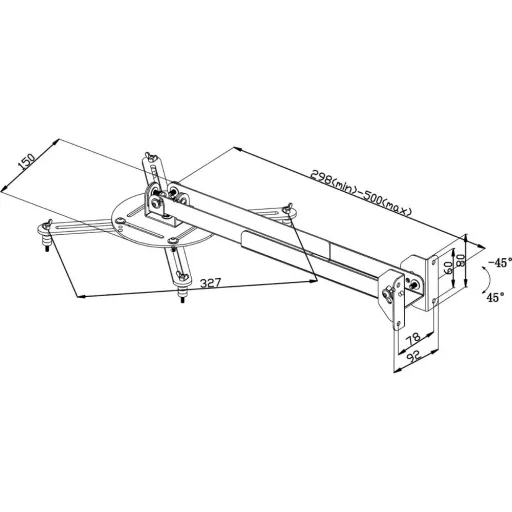 Wall mount for projector, fully movable, 10 kg, black