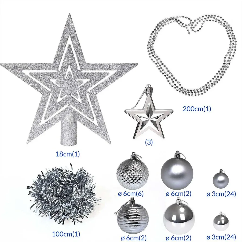 Christmas tree decorations - Christmas tree decorations - silver - 66 pieces