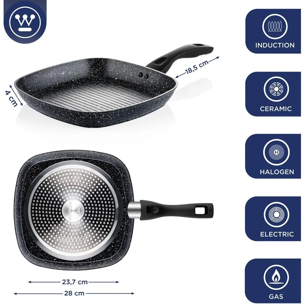 Induction grill pan - Ø28 cm - Black marble
