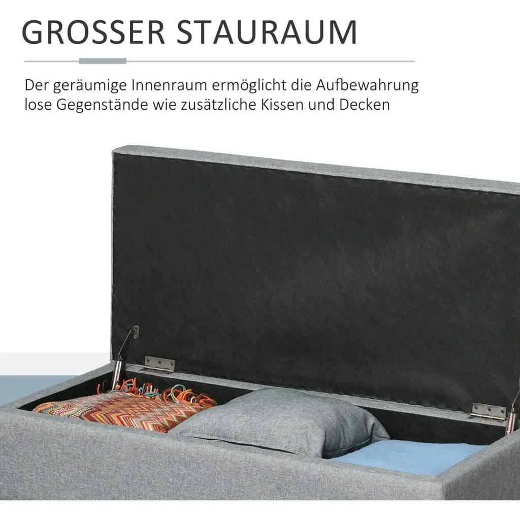 Bench with storage space Upholstered bench Stool Chest load capacity up to 120 kg with removable tray Polyester foam