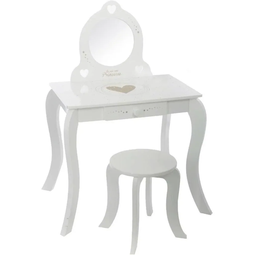 Children's dressing table with stool - 71.5 x 50.5 x 91 cm - White
