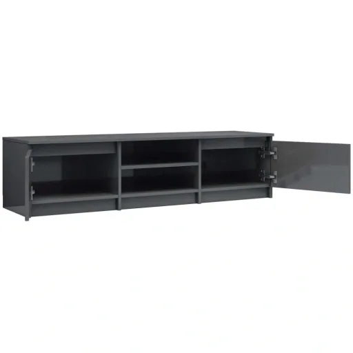 TV cabinet 140x40x35.5 cm chipboard high-gloss grey