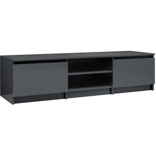 TV cabinet 140x40x35.5 cm chipboard high-gloss grey
