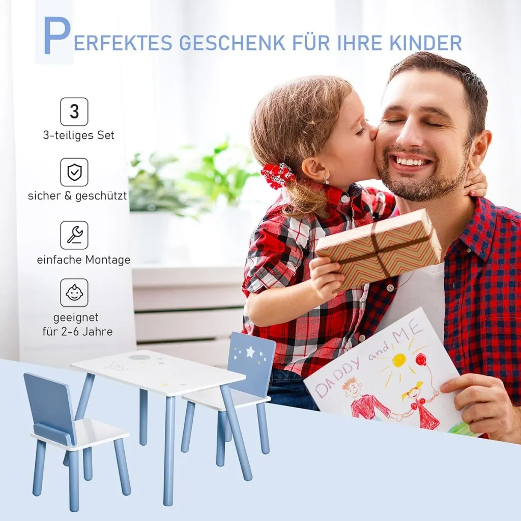 3-piece children's seating group with star design blue, white