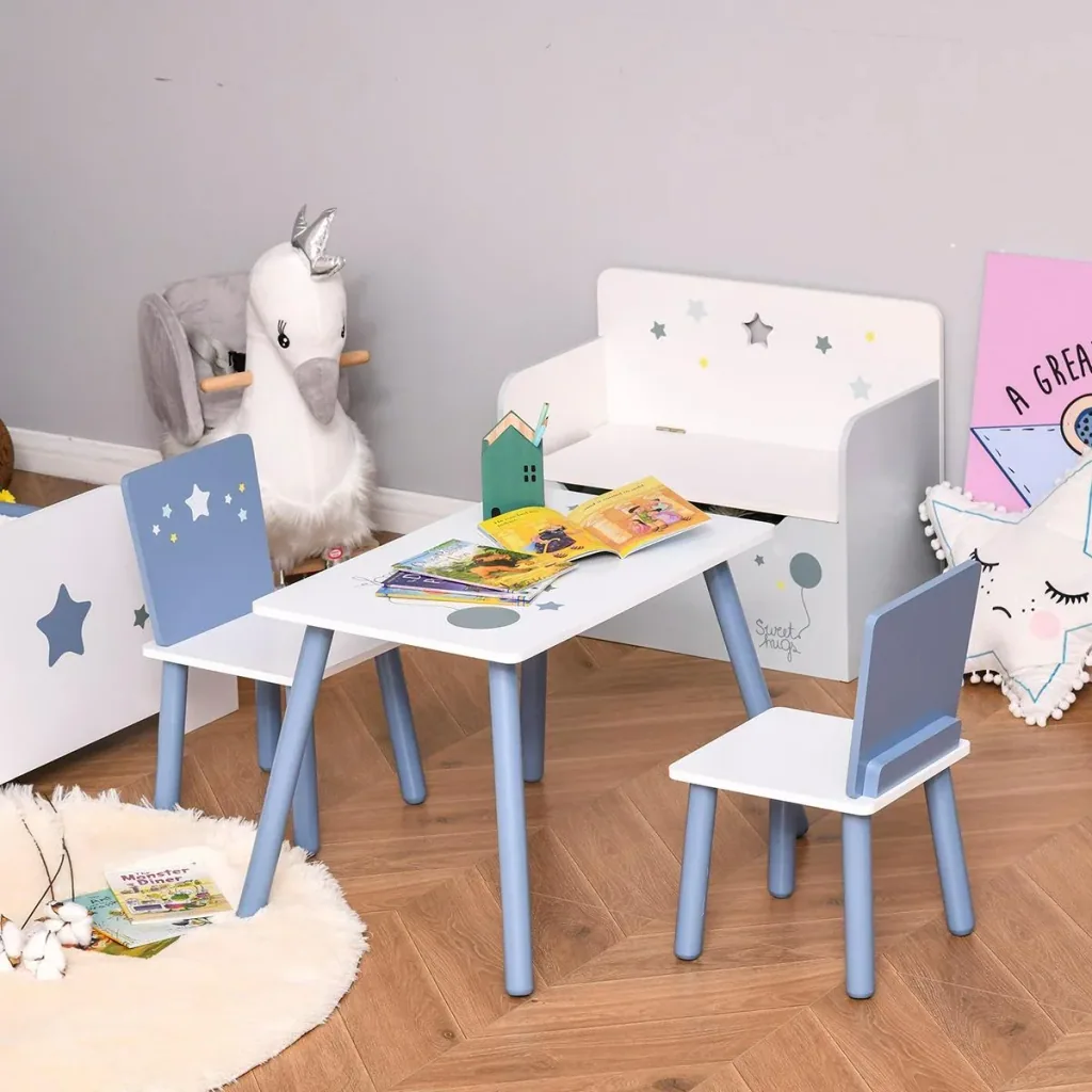 3-piece children's seating group with star design blue, white