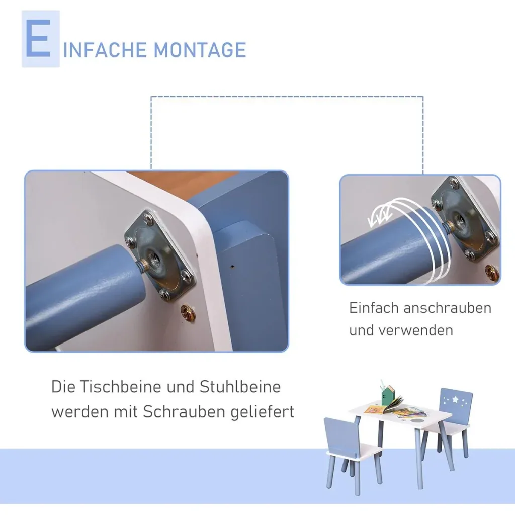 3-piece children's seating group with star design blue, white