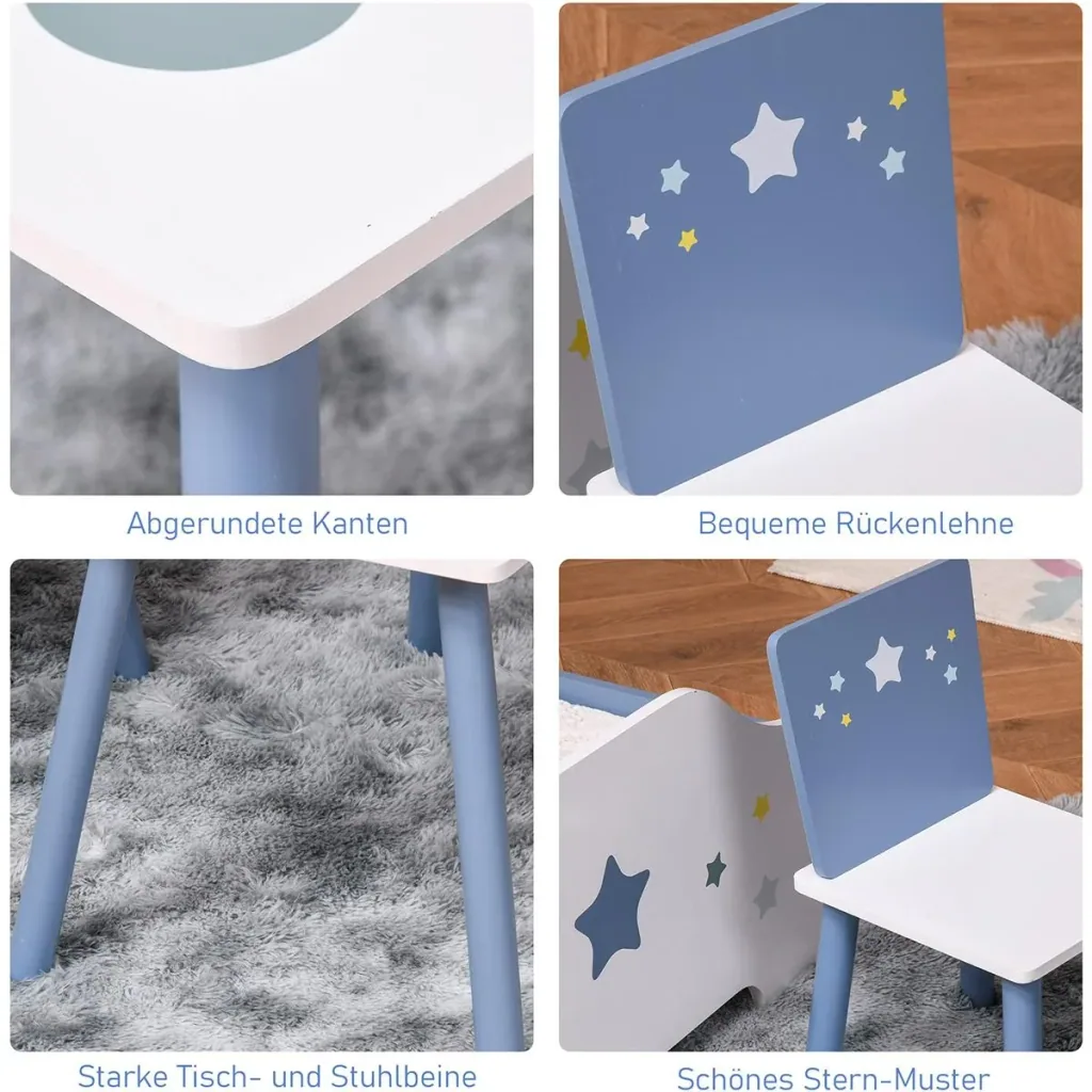 3-piece children's seating group with star design blue, white