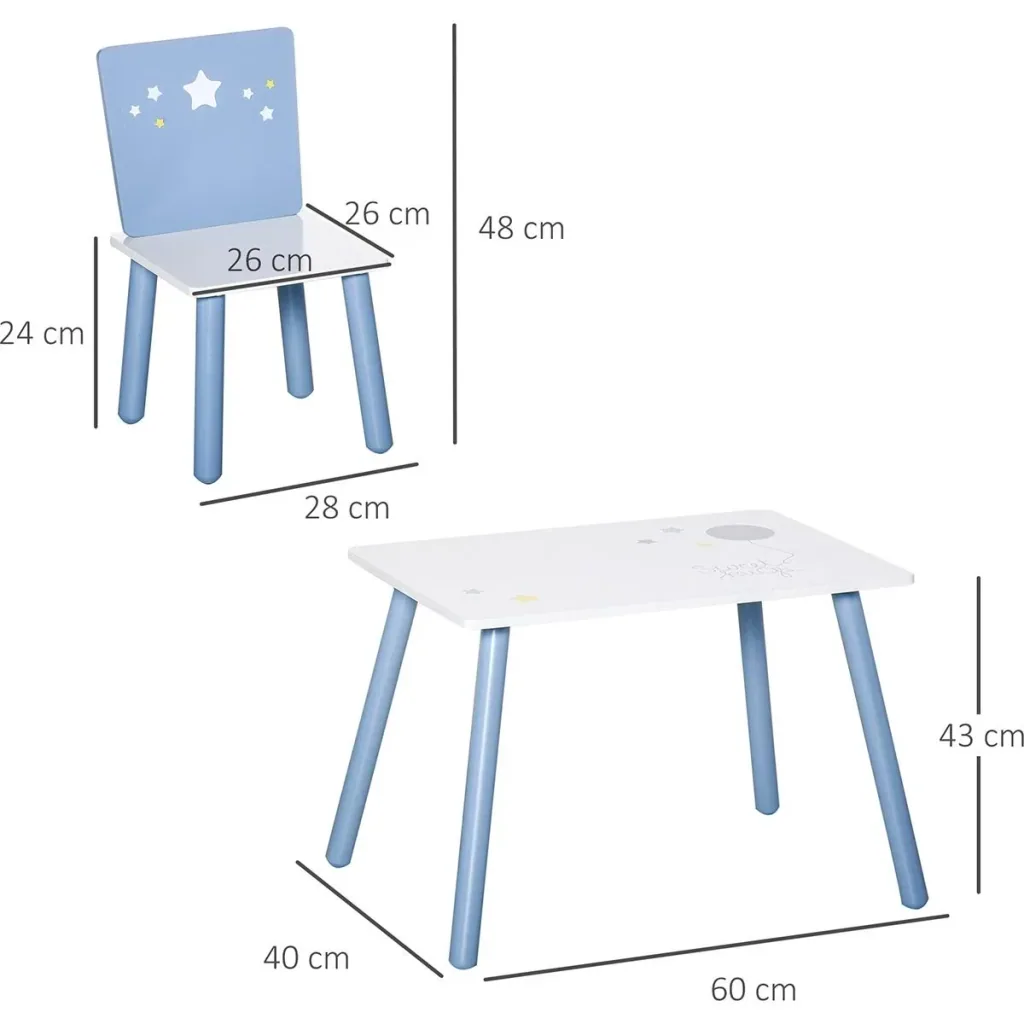 3-piece children's seating group with star design blue, white