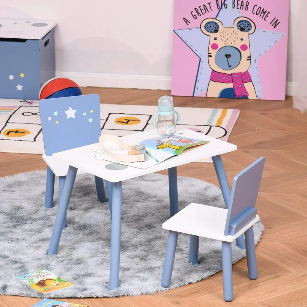 3-piece children's seating group with star design blue, white