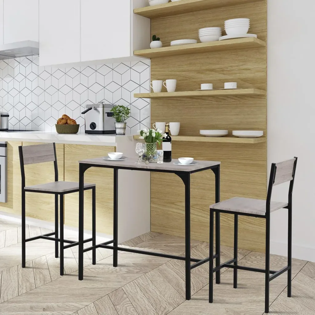 Bar table with 2 chairs natural/black