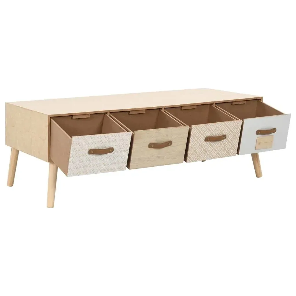 Coffee table with 4 drawers 110x50x40 cm solid pine
