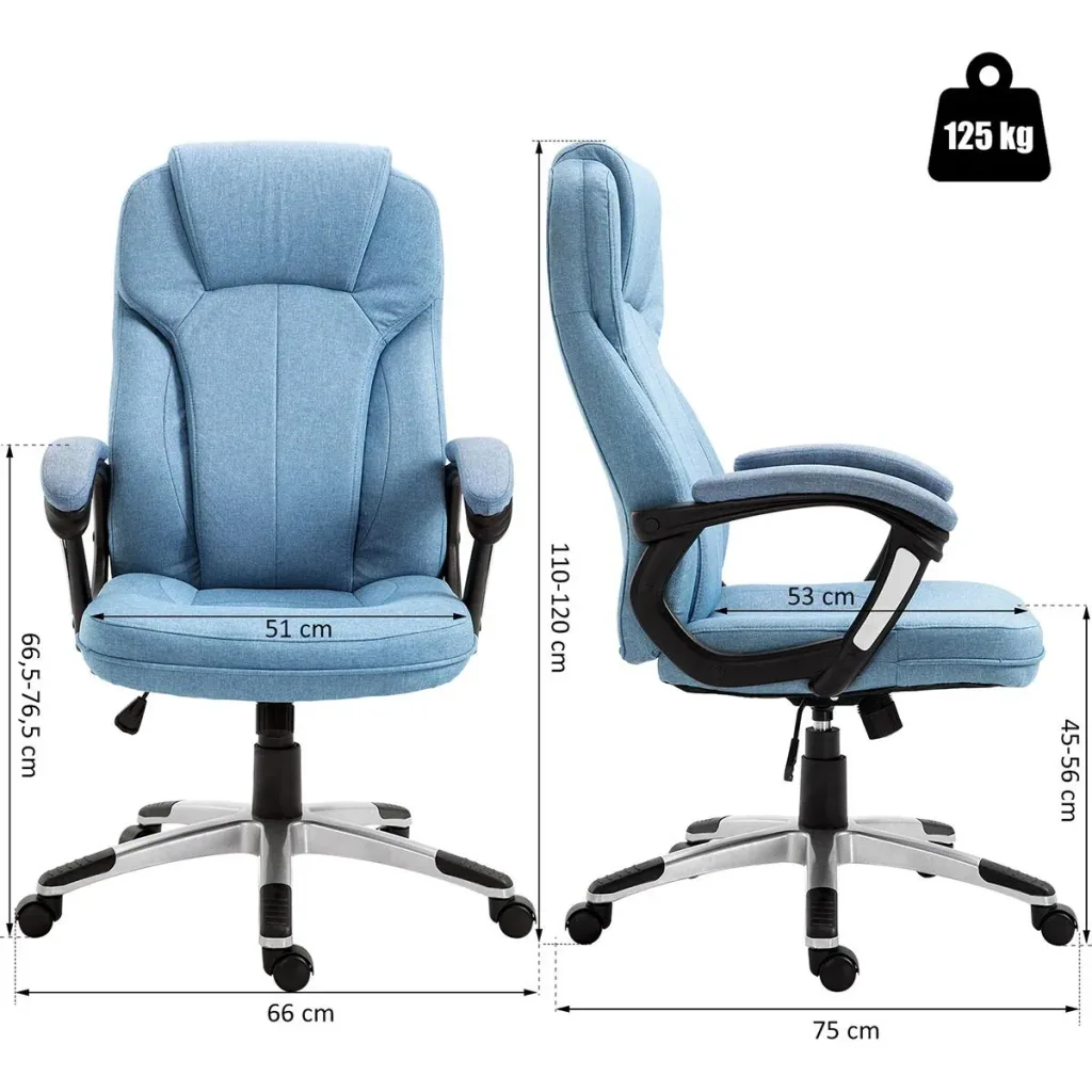 Office chair with rocking function light blue