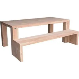 Robust table made of Douglas fir with wide block legs 150/100 cm