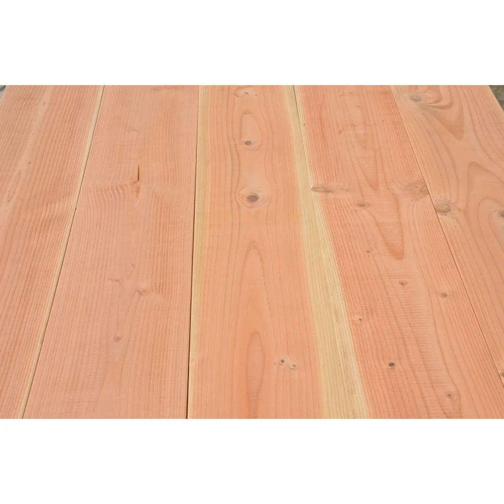 Robust table made of Douglas fir with wide block legs 150/100 cm