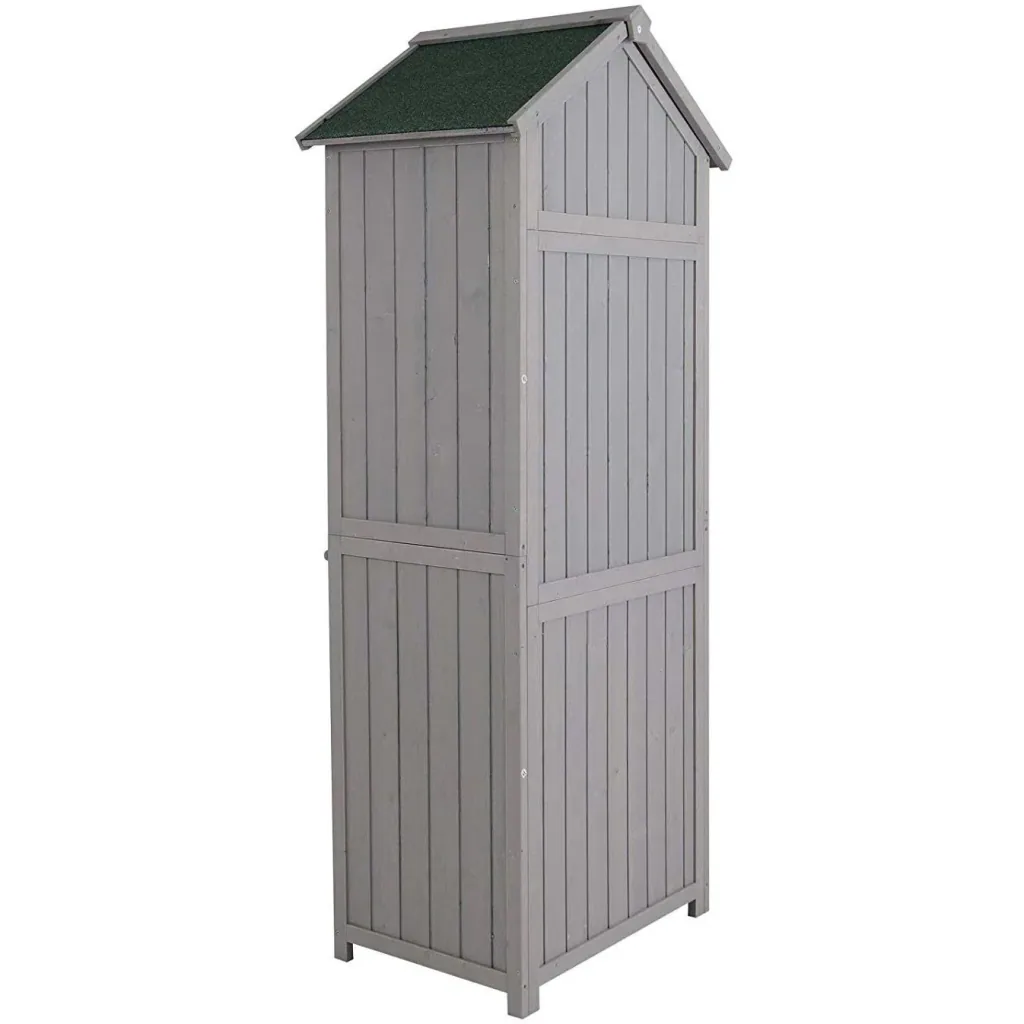 Tool shed with shelves