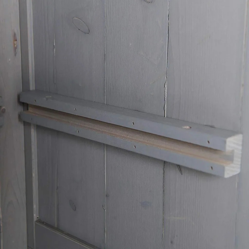 Tool shed with shelves