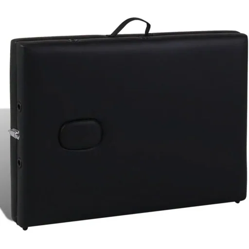 Foldable massage table 3 zones with wooden frame (black)