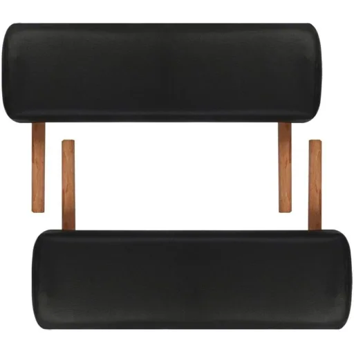 Foldable massage table 3 zones with wooden frame (black)