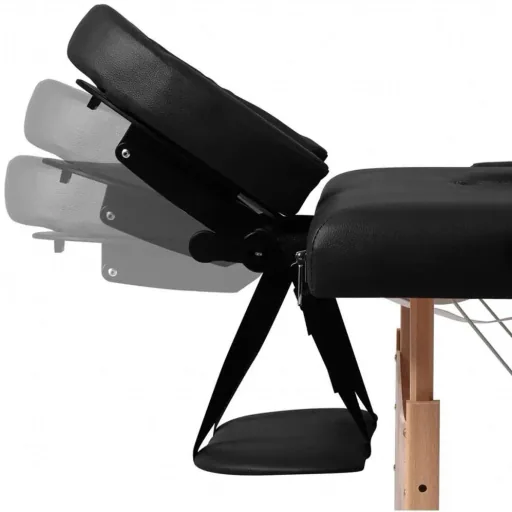 Foldable massage table 3 zones with wooden frame (black)