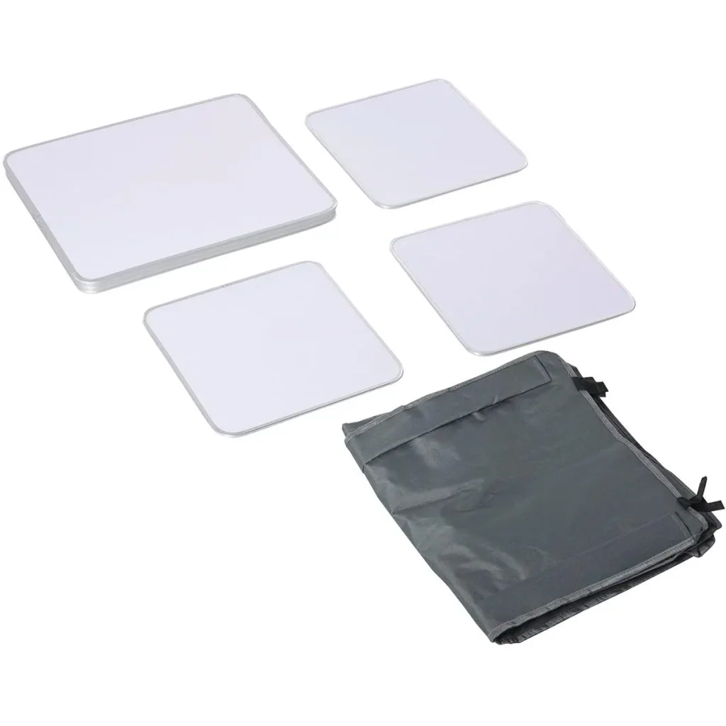2-in-1 camping table with worktop and compartments, grey