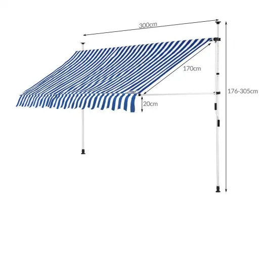 Clamp awning blue/white 300cm