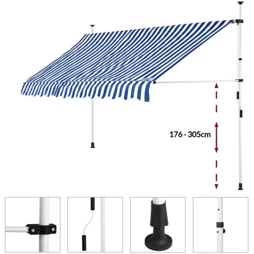 Clamp awning blue/white 300cm