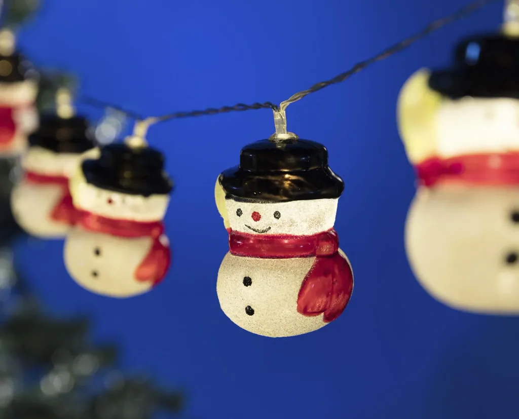 10 LED fairy lights with snowmen