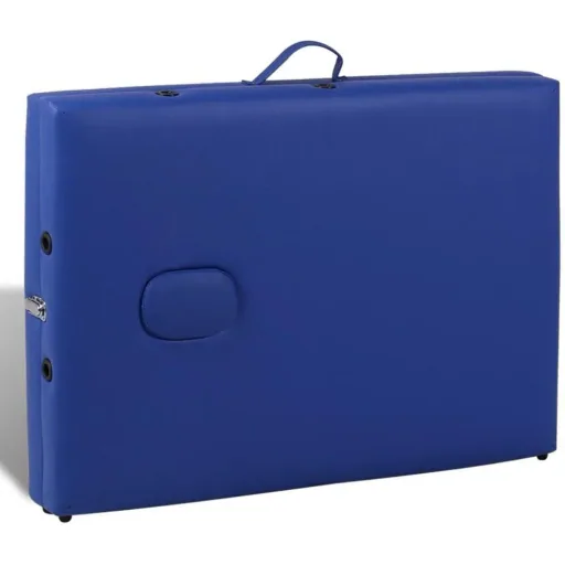Foldable massage table 3 zones with wooden frame (blue)
