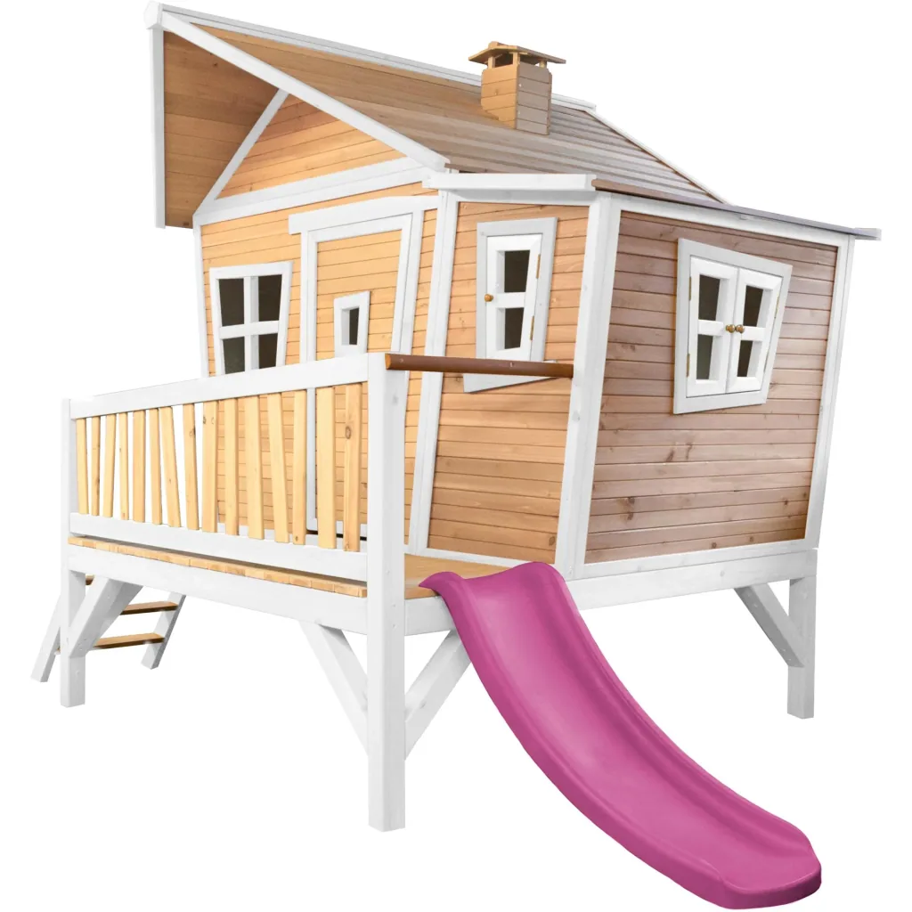 Emma Playhouse Brown/White - Purple Slide