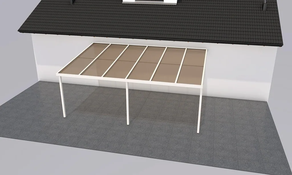 Patio roof Premium, white, 6110 x 4060 mm - Acrylic multi-wall sheets 16 mm, bronze
