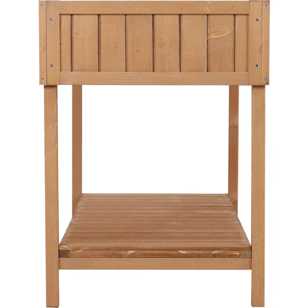 Planting table raised bed flower box cultivation table 8 compartments with drain shelf solid fir wood 120 x 60 x 22 cm